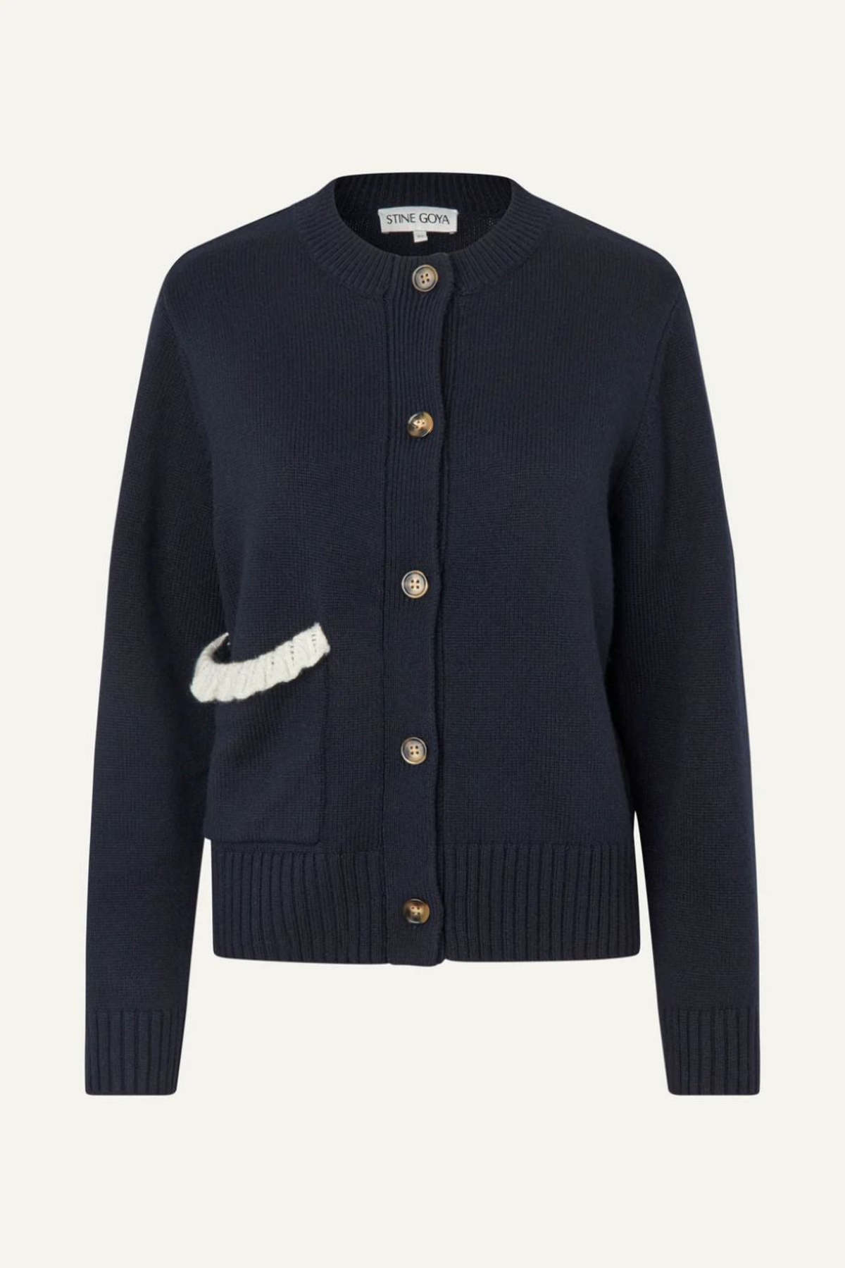 Stine Goya Lucky Horse Crewneck Cardigan - Navy - Image 4 of 4