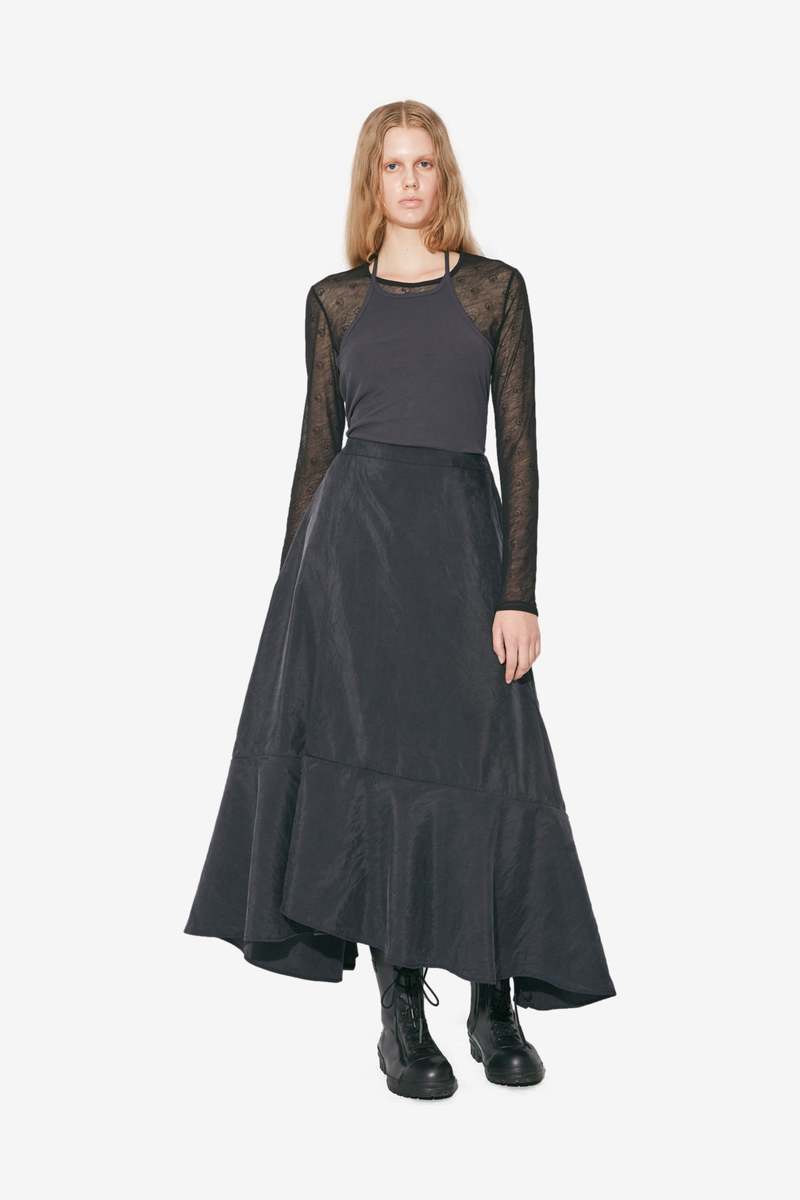 BEAUTIFUL PEOPLE Double-End Sand Wash Silk Flare Skirt