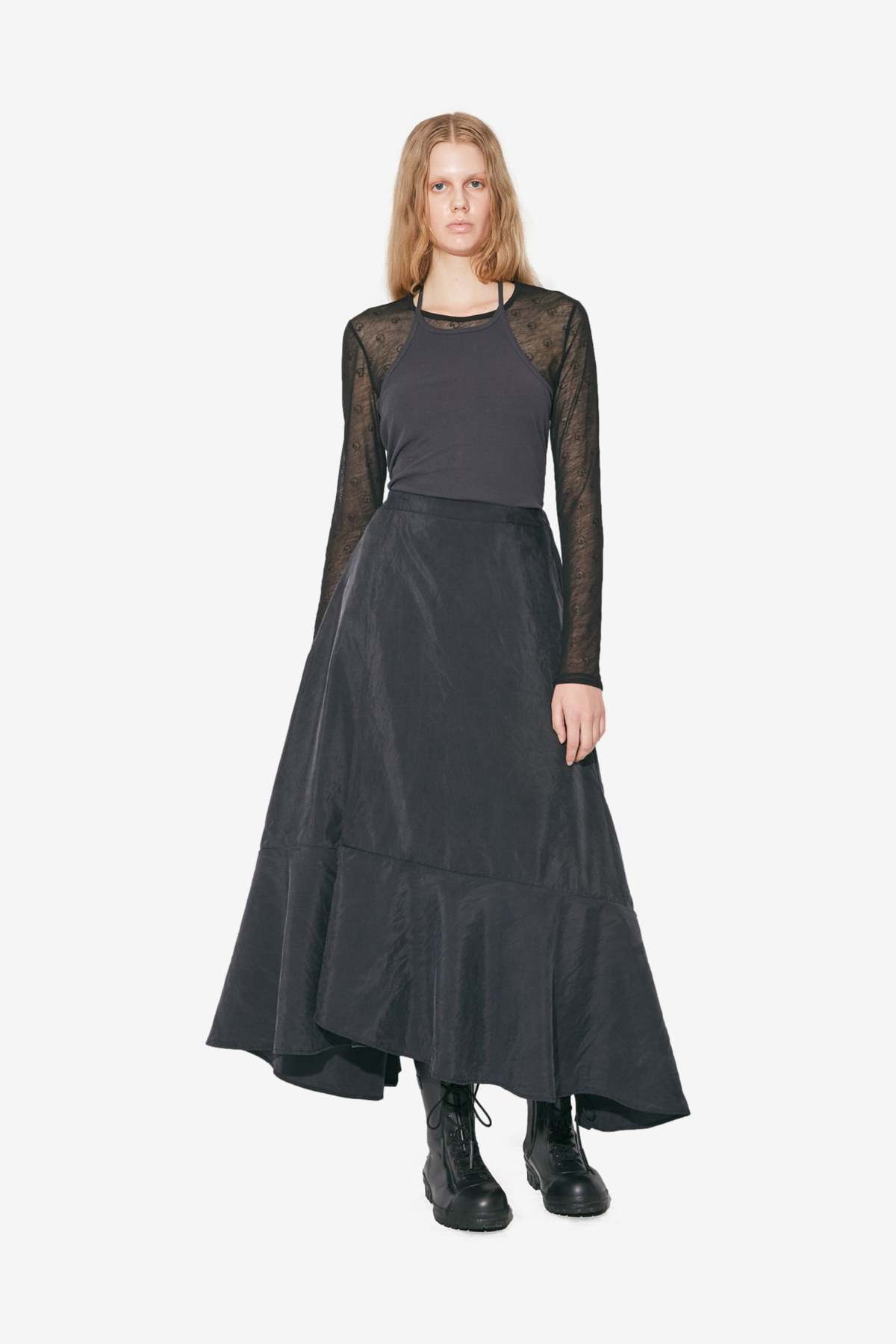 BEAUTIFUL PEOPLE Double-End Sand Wash Silk Flare Skirt - Image 3 of 6