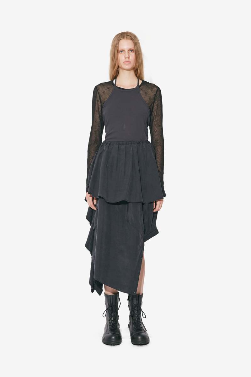 BEAUTIFUL PEOPLE Double-End Sand Wash Silk Flare Skirt