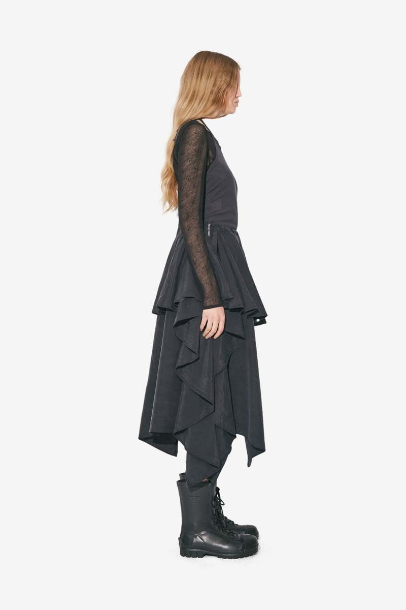 BEAUTIFUL PEOPLE Double-End Sand Wash Silk Flare Skirt