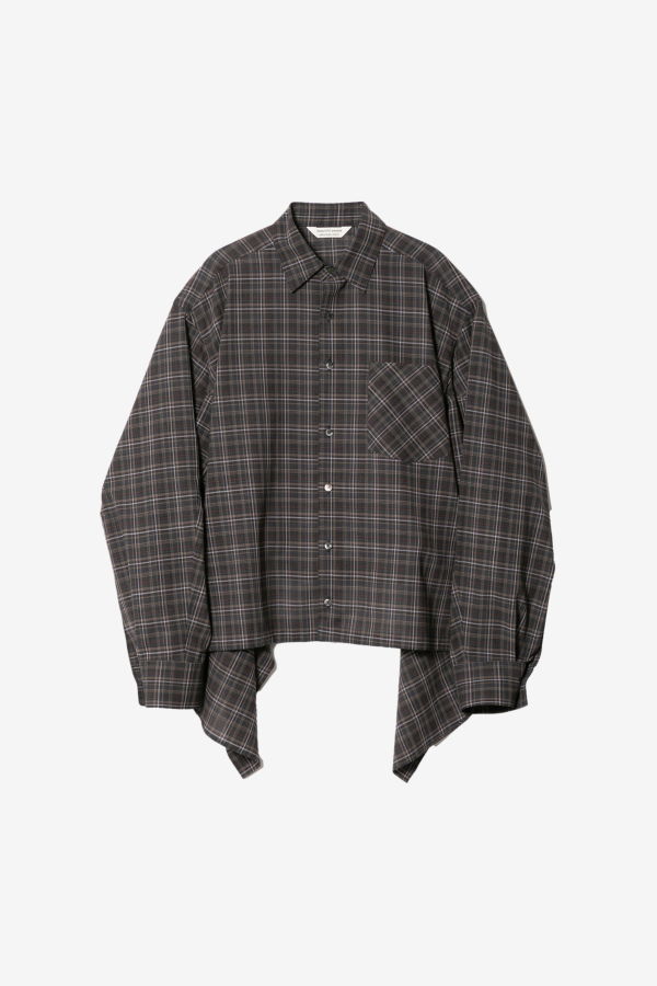 BEAUTIFUL PEOPLE Double-End Sheer Wool Check Tuxedo Shirt