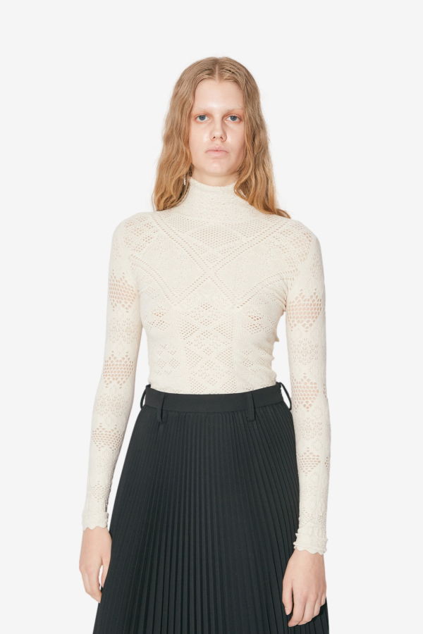 BEAUTIFUL PEOPLE Stretchy Cotton Lace Pullover Top