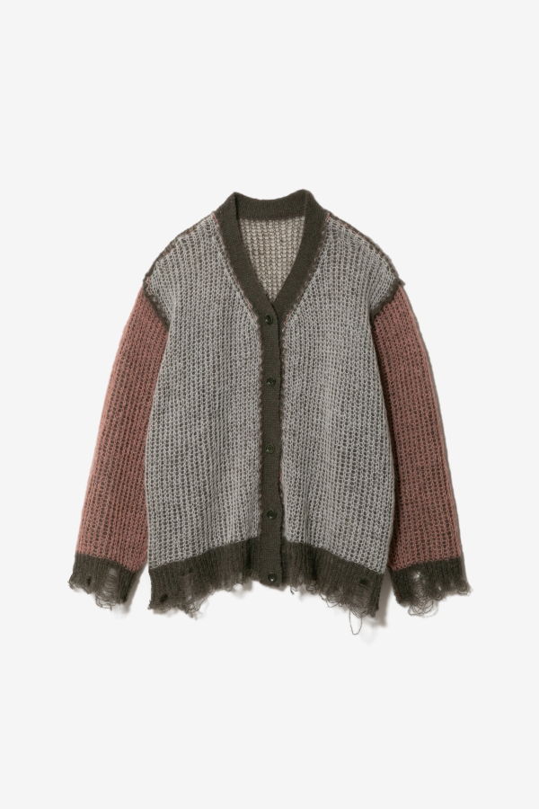 BEAUTIFUL PEOPLE Wooled Mohair Knitted Reversible Cardigan - Olive