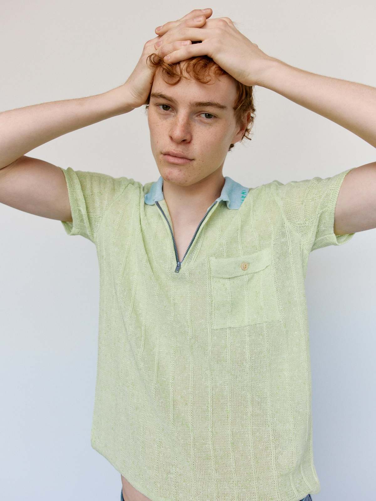 Marni Acid Green Cotton Linen Boucle Polo - Image 4 of 7