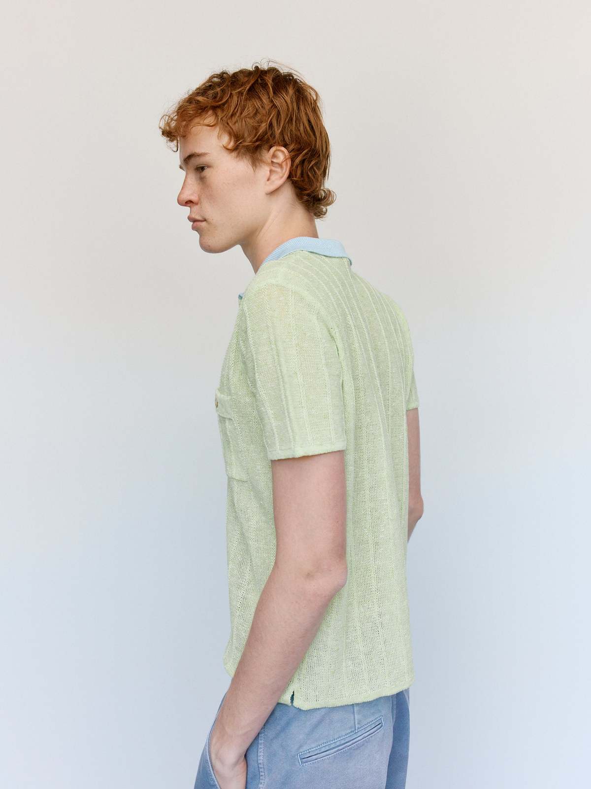 Marni Acid Green Cotton Linen Boucle Polo - Image 6 of 7