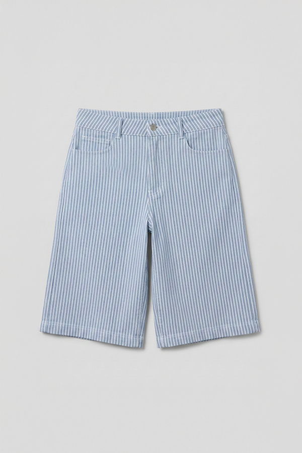 Colmillo de Morsa Long Shorts Striped Denim Shorts