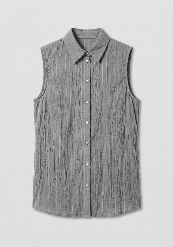 Colmillo de Morsa Sleeveless Shirt Gray Textured Viscose Top