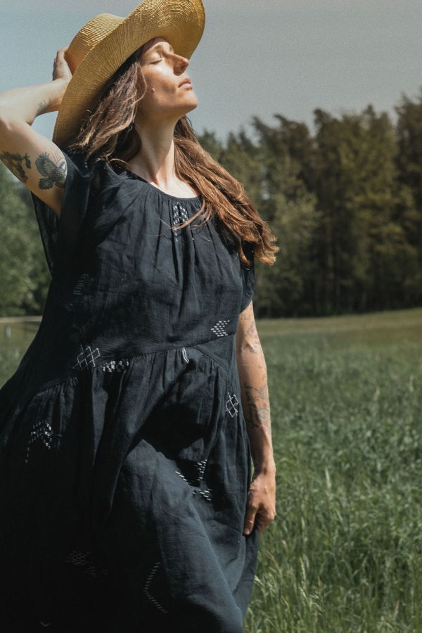 World of Crow Black Honeycomb Dress