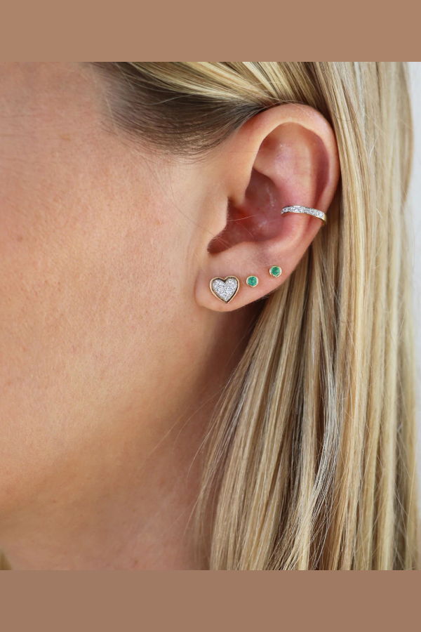 Eriness Emerald Bezel Set Studs - 14K Yellow Gold