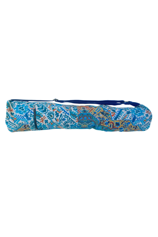 Vismaya Geometric Print Yoga Mat Bag - Blue Peach