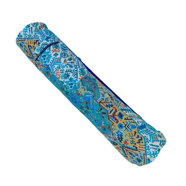 Vismaya Geometric Print Yoga Mat Bag - Blue Peach