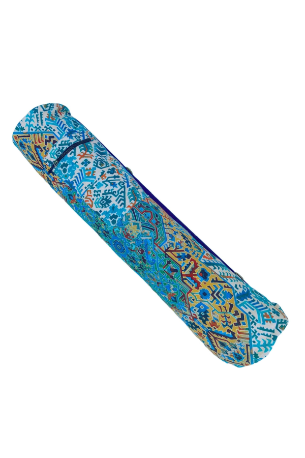 Vismaya Geometric Print Yoga Mat Bag - Blue Peach
