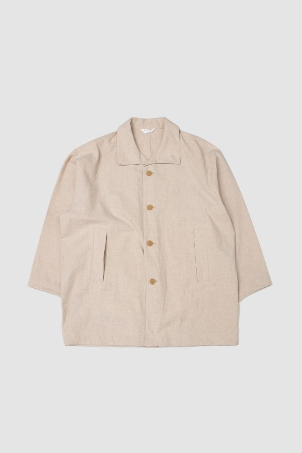 Still By Hand Cotton/Linen Half Coat - Oatmeal