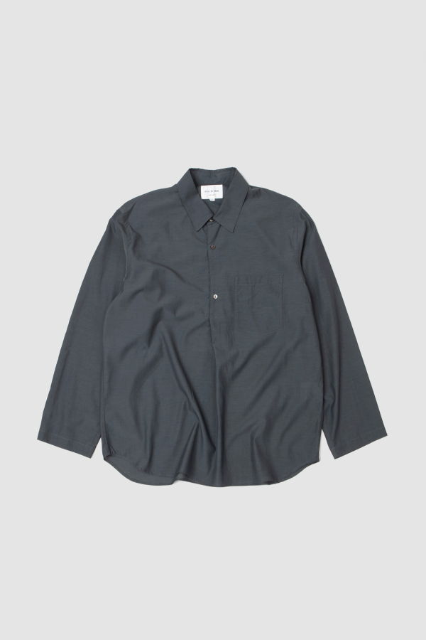 Still By Hand Cupro Mixed Pullover Shirt - Blue Grey
