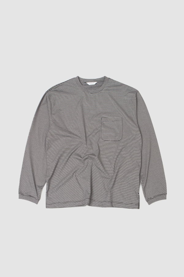 Still By Hand Striped Long Sleeve Tee - Grey/ Black