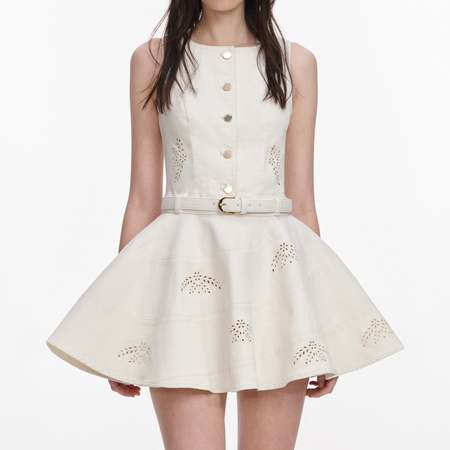 Self-Portrait Daisy Lace Azelea Dress - White/Black | Garmentory