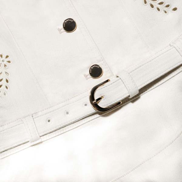 Self-Portrait Broderie Denim Mini Dress - Cream