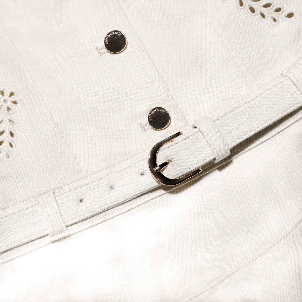 Self-Portrait Broderie Denim Mini Dress - Cream - Image 5 of 5