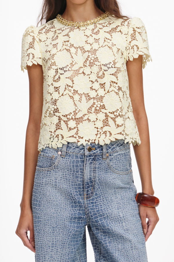 Self-Portrait Lace Top - Yellow