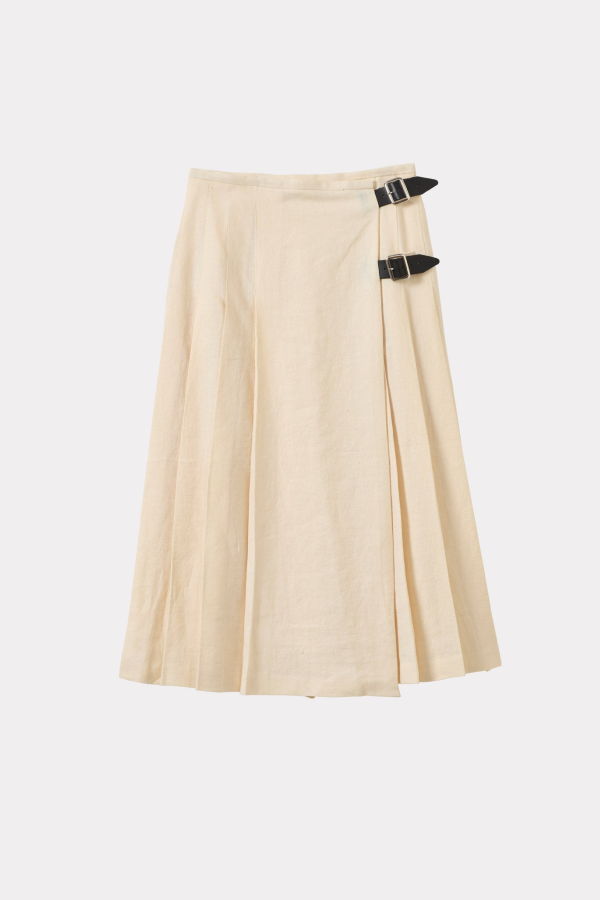 Caramel Linen Kilt Skirt