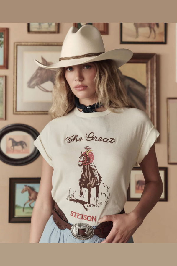 The Great. Boxy Crew Tee - Washed White