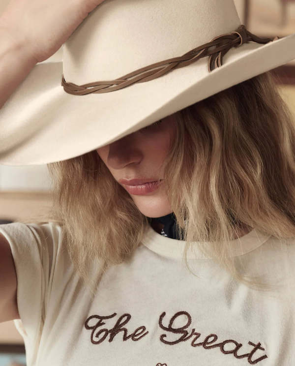 The Great. Boxy Crew Tee - Washed White