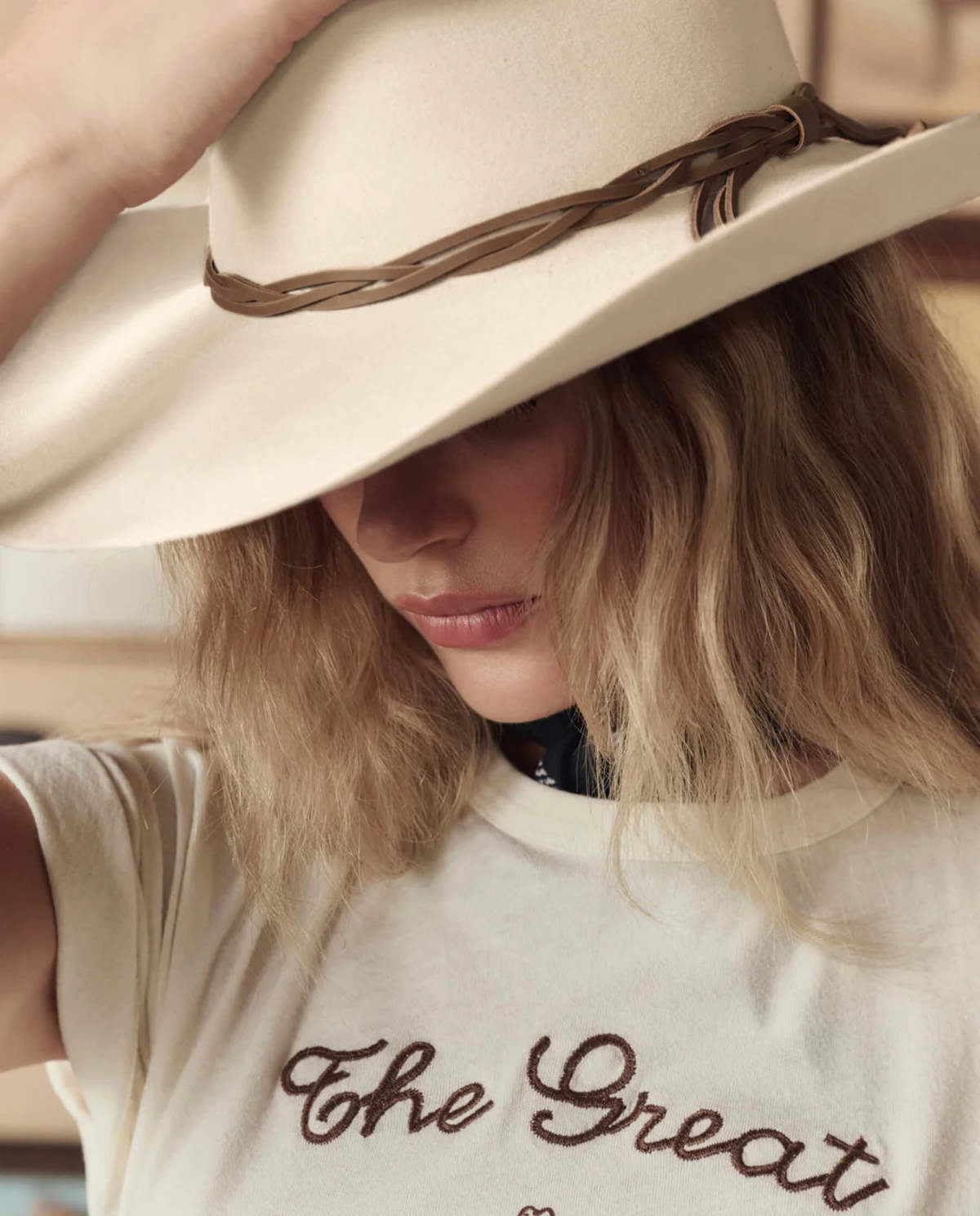 The Great. Boxy Crew Tee - Washed White - Image 5 of 5