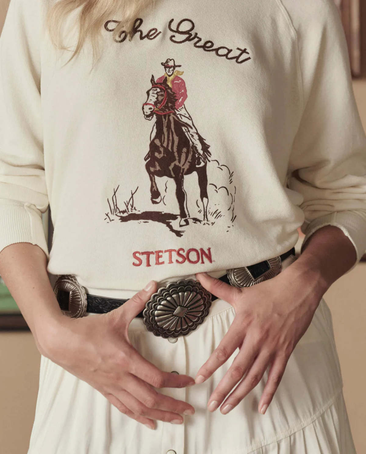 The Great. The Tooled Leather Concho Belt - Black/Silver - Image 4 of 5