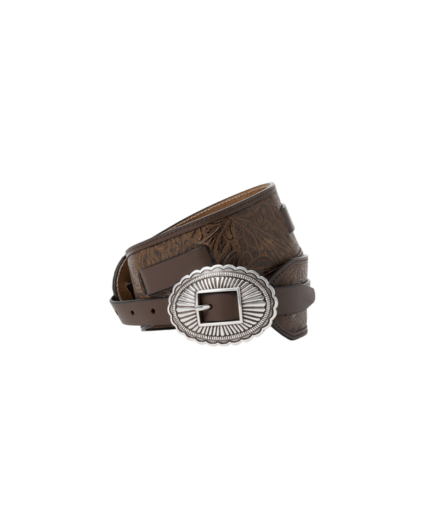 The Great. The Tooled Waist Belt - Brown/Silver The Great. The Tooled Waist Belt - Brown/Silver