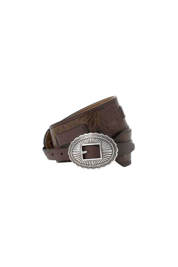The Great. The Tooled Waist Belt - Brown/Silver
