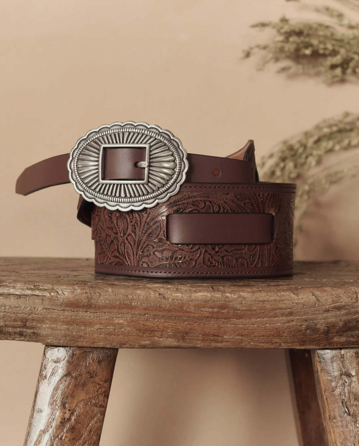 The Great. The Tooled Waist Belt - Brown/Silver - Image 3 of 6