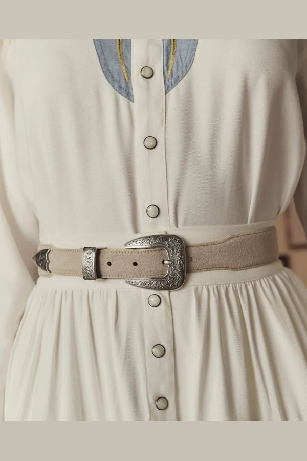 The Great. Western Narrow Belt - Cream/Silver
