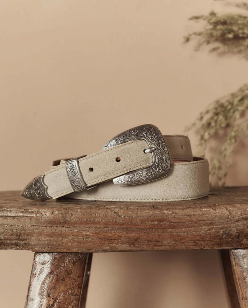 The Great. Western Narrow Belt - Cream/Silver