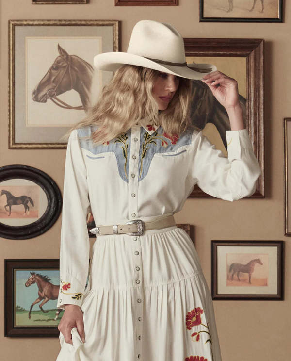 The Great. Western Narrow Belt - Cream/Silver
