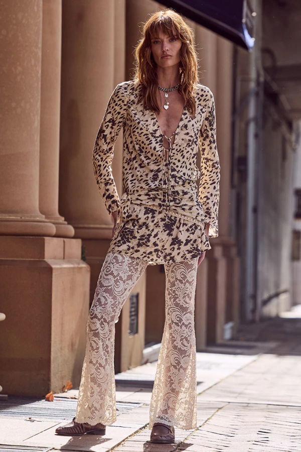 SPELL & THE GYPSY COLLECTIVE Labyrinth Lace Bells Pants - Cloud Cream