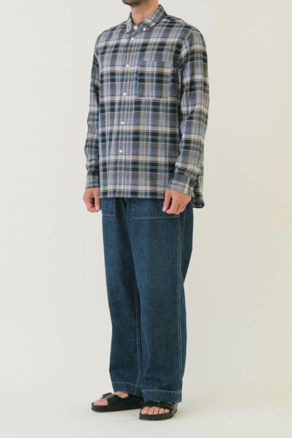 Sage de Cret CO/LI Madras Check Short Point Button Down Collar Shirt