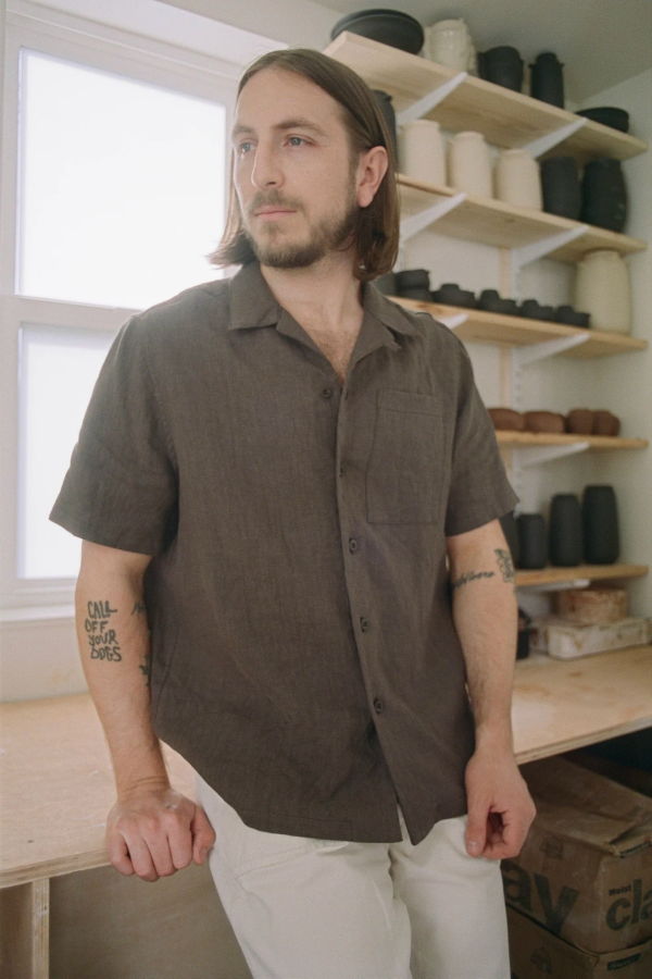 Saturday Project French Linen Chore Shirt - Chestnut