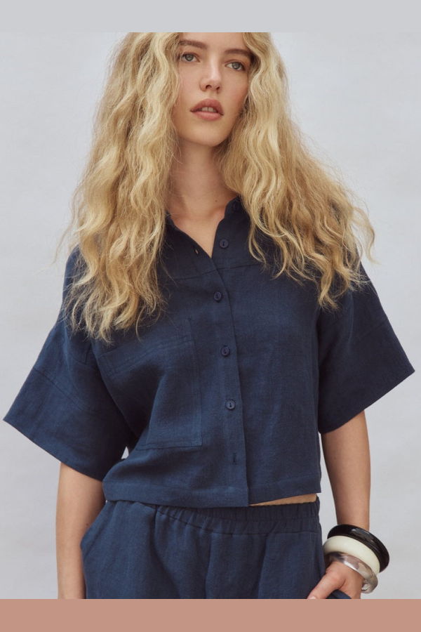 Eve Gravel Tara Shirt in Navy or Natural