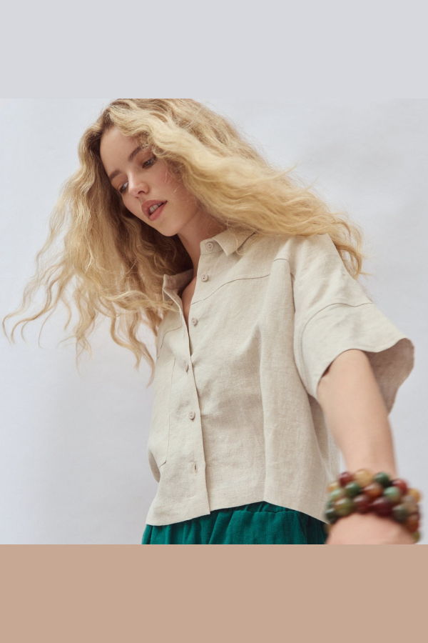 Eve Gravel Tara Shirt in Navy or Natural