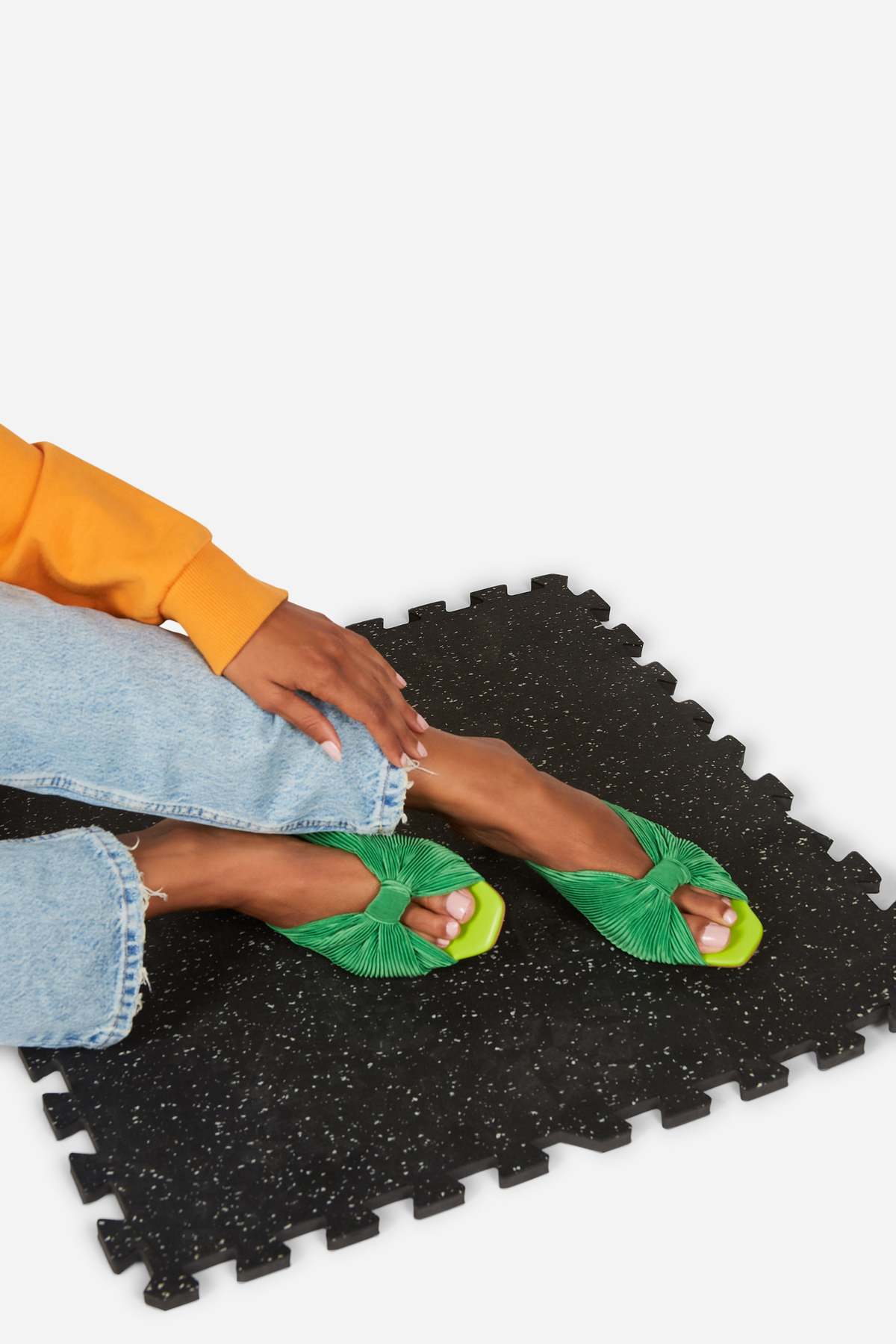 "INTENTIONALLY __________." CURFEW KITTEN HEEL - Black/Flamingo/Grass - Image 28 of 38