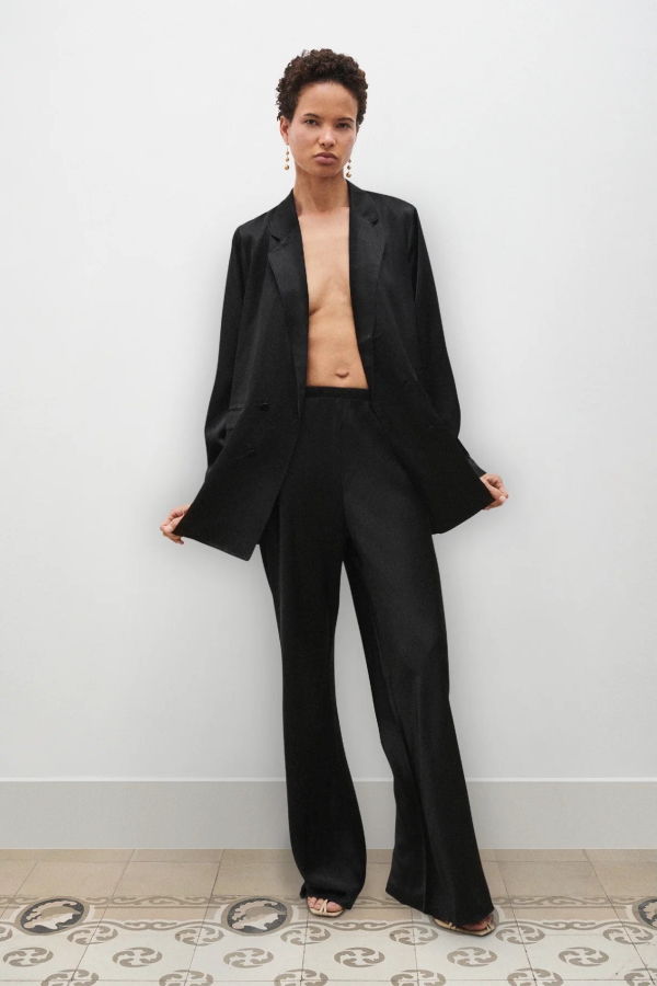 Silk Laundry Bias Cut Pants - Black