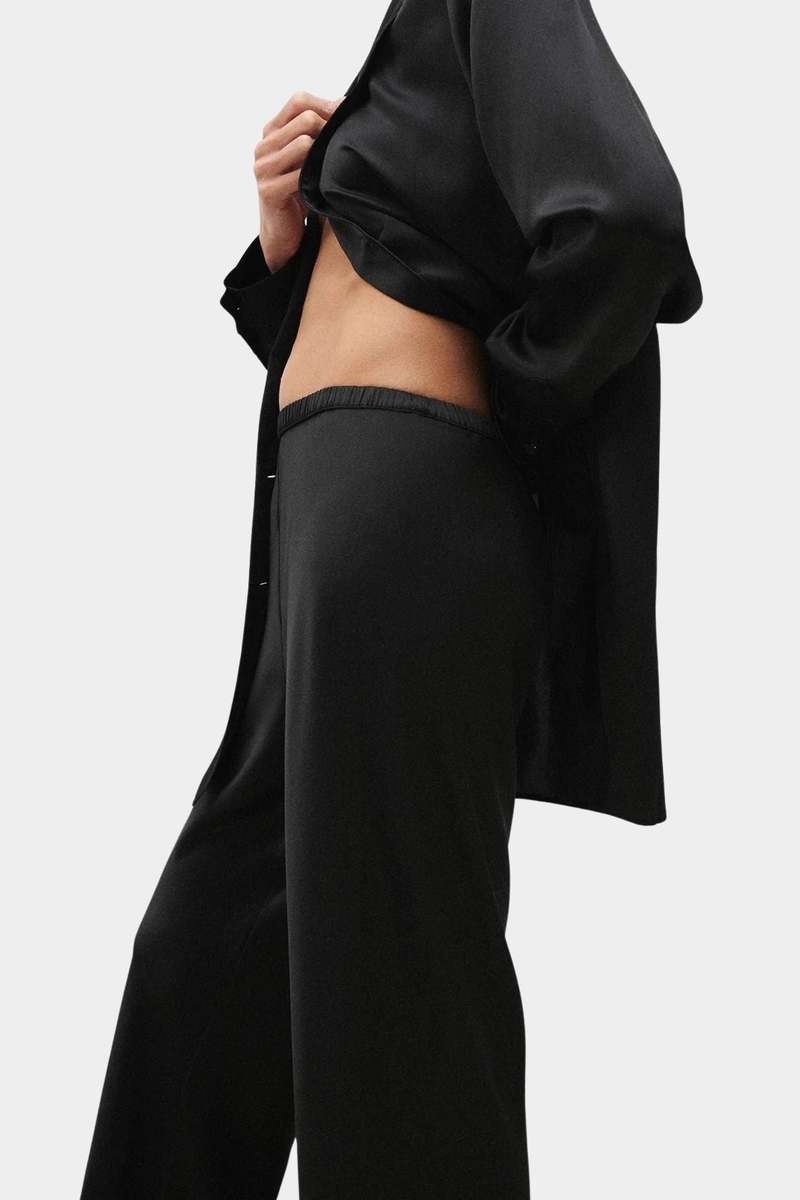 Silk Laundry Bias Cut Pants - Black