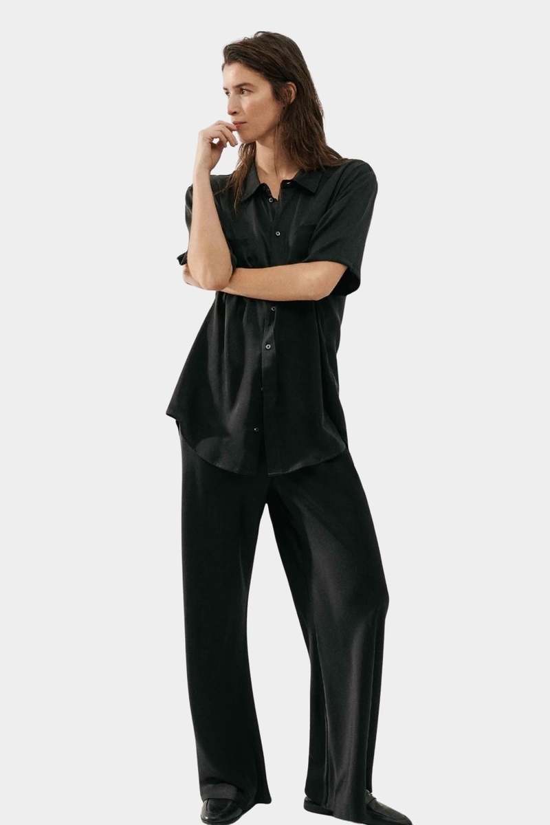 Silk Laundry Bias Cut Pants - Black