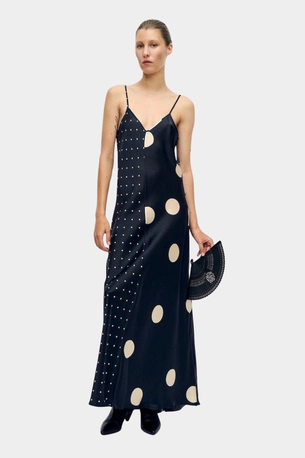 Silk Laundry Two-Tone Dress - Polka Mix