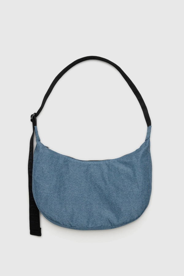 BAGGU Medium Nylon Crescent Bag - Digital Denim