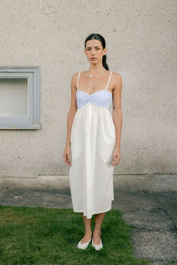 A Bronze Age Libertine Dress - Micro Stripe/White Poplin