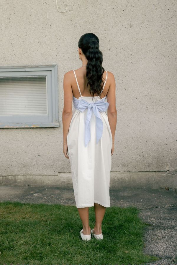 A Bronze Age Libertine Dress - Micro Stripe/White Poplin