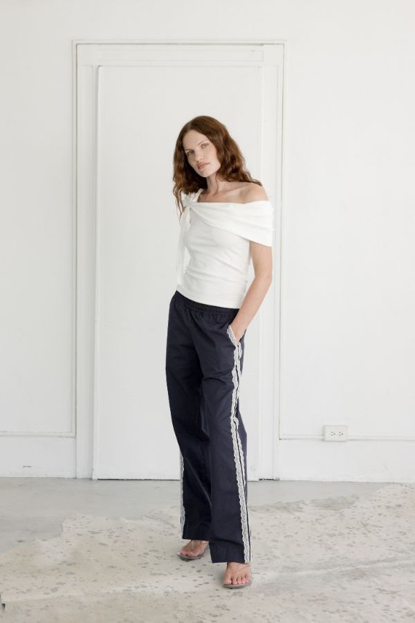 A Bronze Age Sofina Pants - Navy / Cream Lace