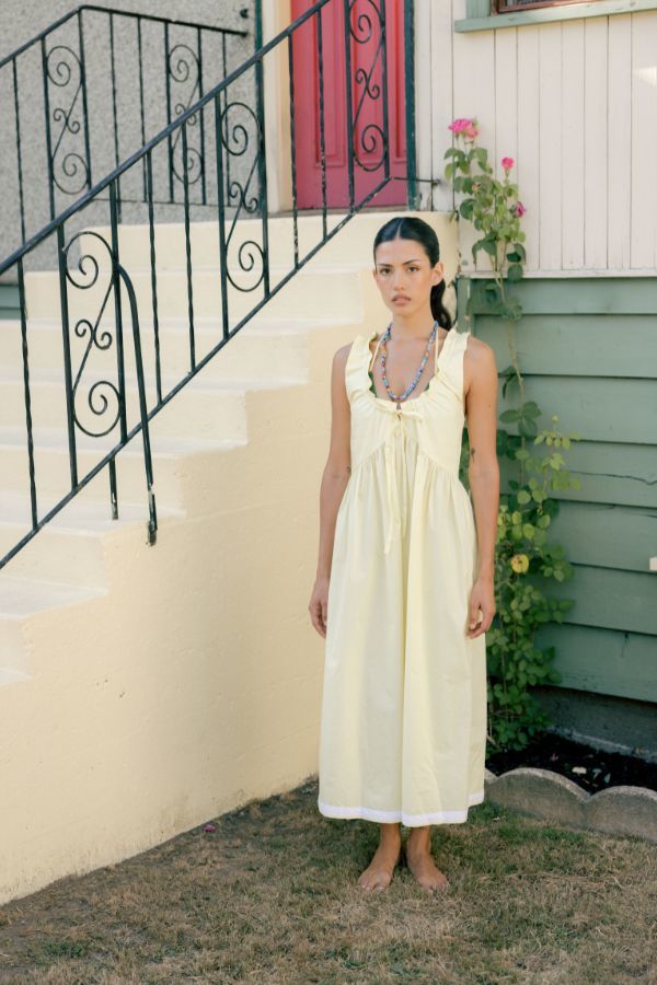 A Bronze Age Valley Dress - Sol Yellow / Cluny Lace